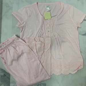 Lati Fashion Intimates women’s Pink Embroidered Lace Trim PJ Set NWT